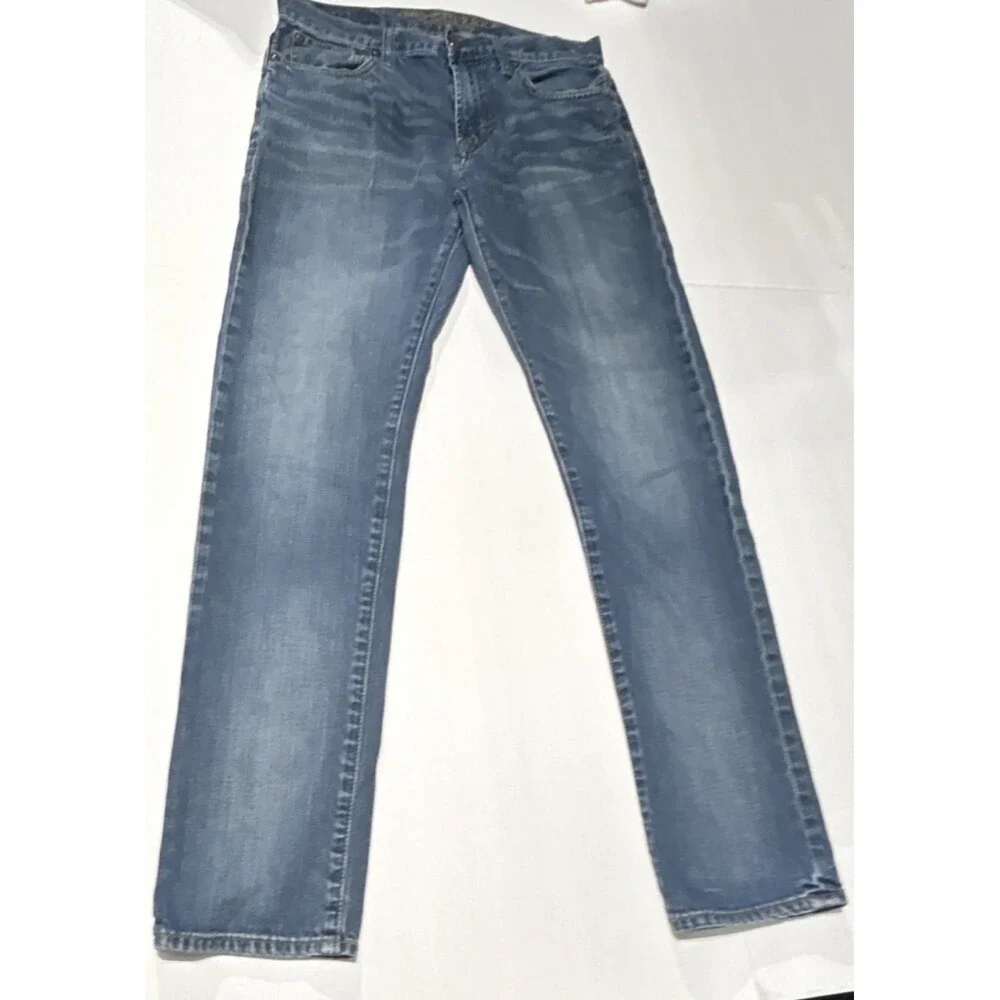 American Eagle Men's 30 x 34 Blue Denim Jeans Slim Fit Straight Leg Stretch